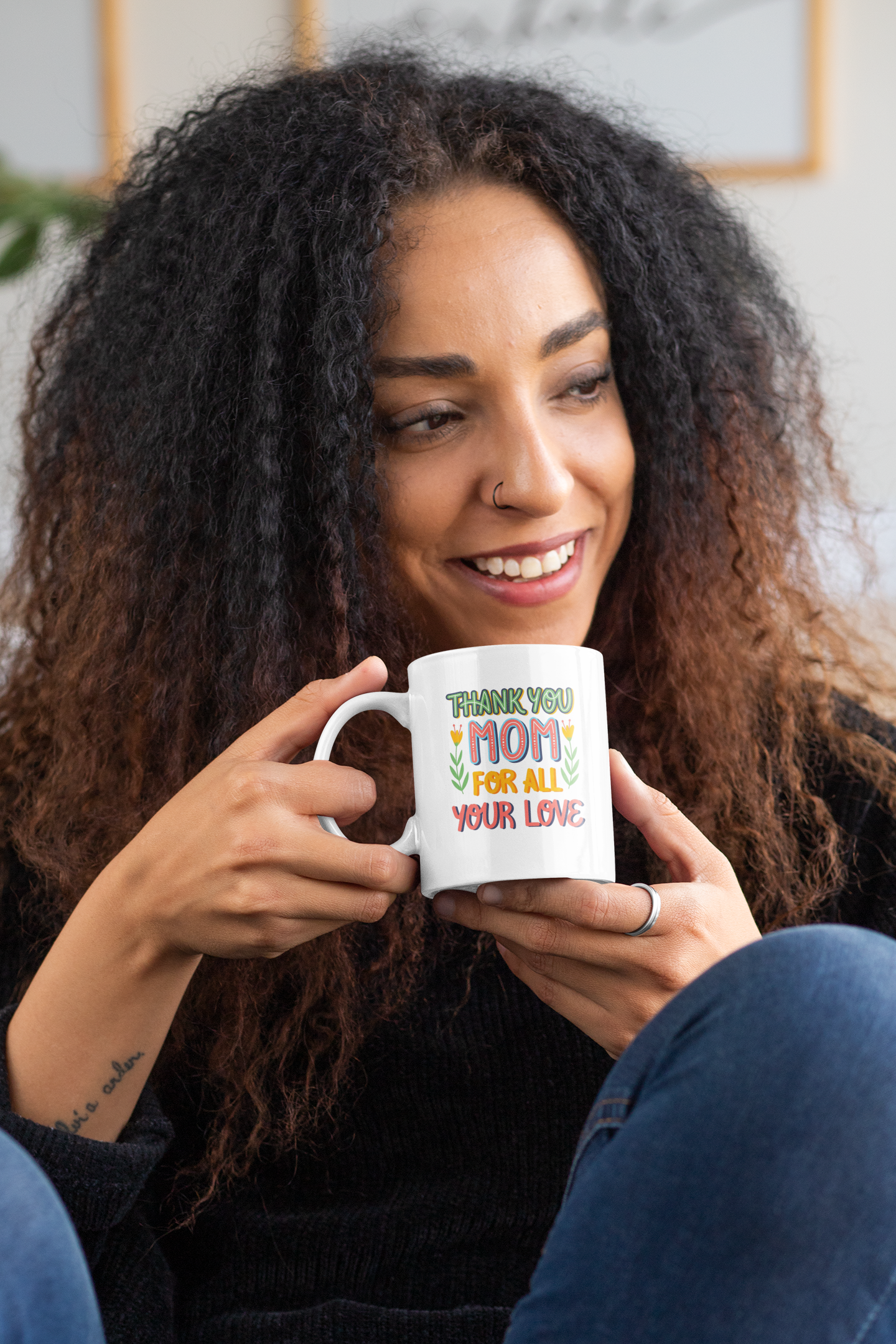 Thank You Mom - Floral Love Ceramic Coffee Mug